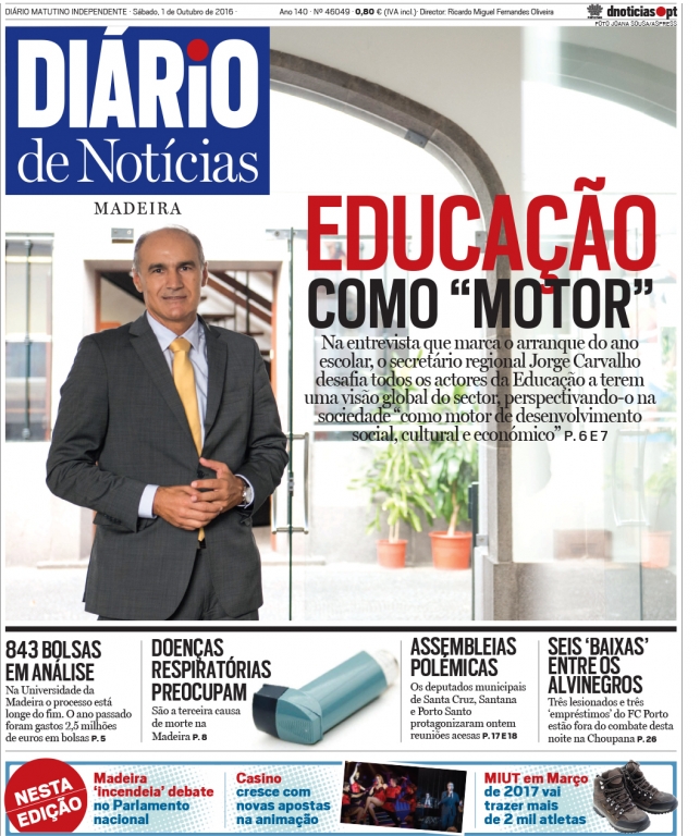 Edição do dia 1 Outubro 2016 da pubicação Diário de Notícias