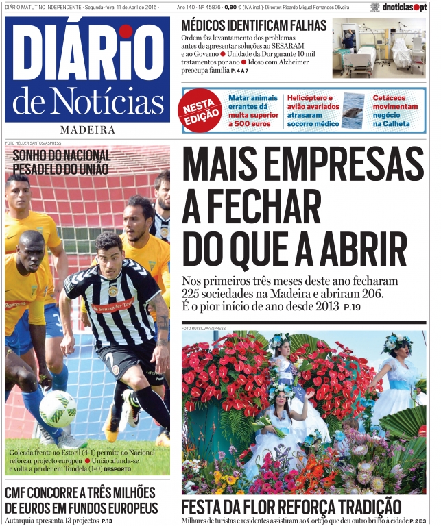 Edição do dia 11 Abril 2016 da pubicação Diário de Notícias