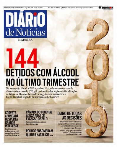 Edição do dia 1 Janeiro 2019 da pubicação Diário de Notícias