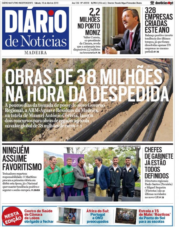 Edição do dia 18 Abril 2015 da pubicação Diário de Notícias