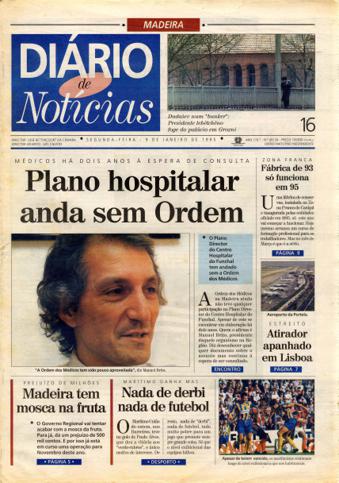 Edição do dia 9 Janeiro 1995 da pubicação Diário de Notícias