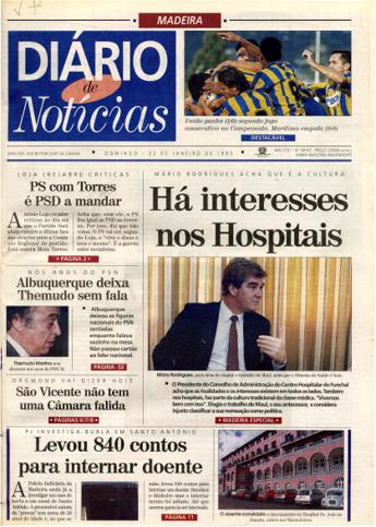 Edição do dia 22 Janeiro 1995 da pubicação Diário de Notícias