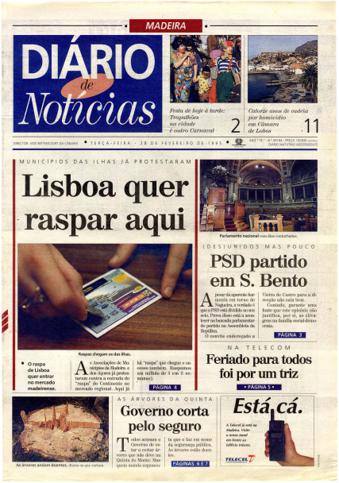 Edição do dia 28 Fevereiro 1995 da pubicação Diário de Notícias