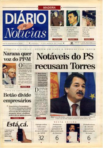 Edição do dia 4 Março 1995 da pubicação Diário de Notícias