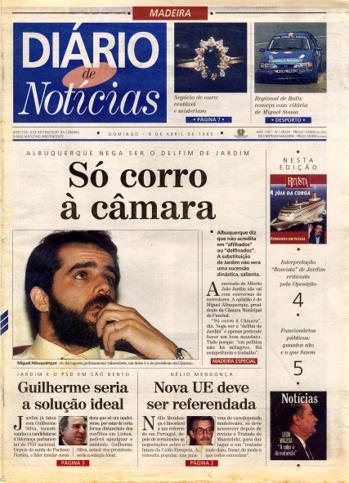 Edição do dia 9 Abril 1995 da pubicação Diário de Notícias