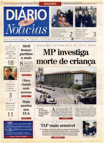 Edição do dia 22 Abril 1995 da pubicação Diário de Notícias