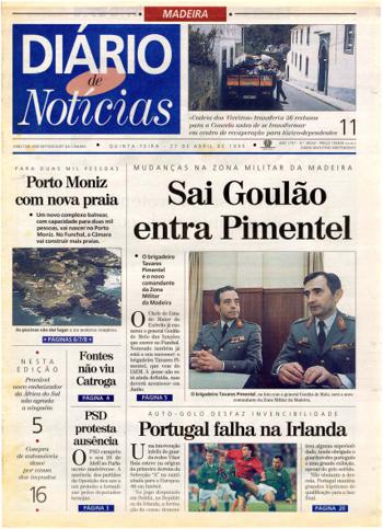 Edição do dia 27 Abril 1995 da pubicação Diário de Notícias