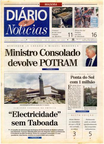 Edição do dia 28 Abril 1995 da pubicação Diário de Notícias