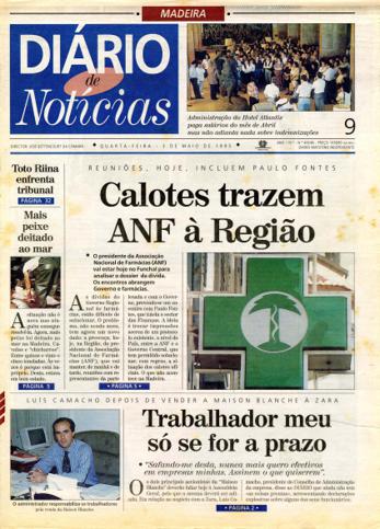 Edição do dia 3 Maio 1995 da pubicação Diário de Notícias