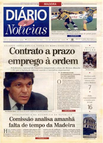 Edição do dia 15 Maio 1995 da pubicação Diário de Notícias