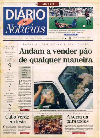 Edição do dia 3 Julho 1995 da pubicação Diário de Notícias