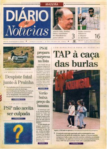 Edição do dia 4 Julho 1995 da pubicação Diário de Notícias