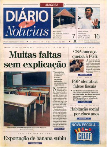 Edição do dia 7 Julho 1995 da pubicação Diário de Notícias