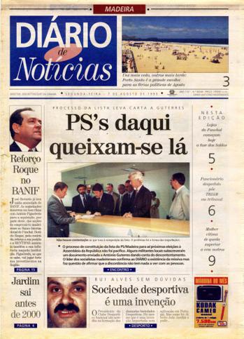 Edição do dia 7 Agosto 1995 da pubicação Diário de Notícias