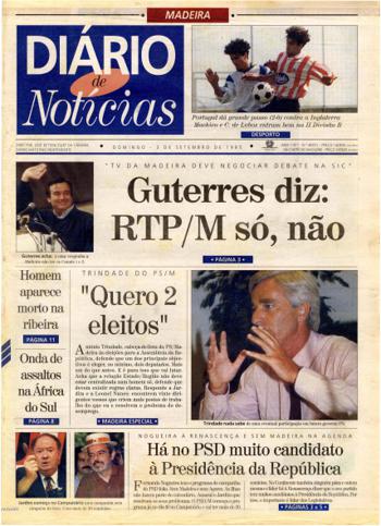 Edição do dia 3 Setembro 1995 da pubicação Diário de Notícias