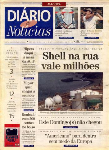 Edição do dia 4 Setembro 1995 da pubicação Diário de Notícias