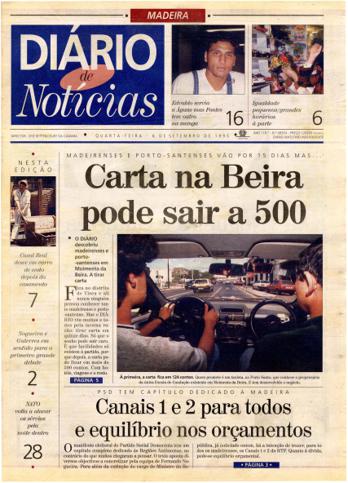 Edição do dia 6 Setembro 1995 da pubicação Diário de Notícias