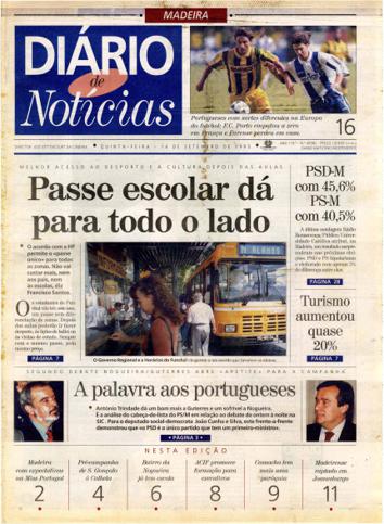 Edição do dia 14 Setembro 1995 da pubicação Diário de Notícias