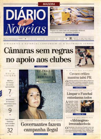 Edição do dia 17 Setembro 1995 da pubicação Diário de Notícias