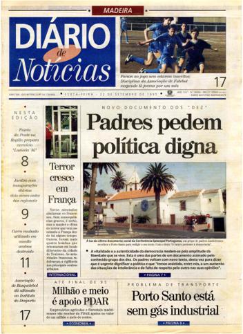 Edição do dia 22 Setembro 1995 da pubicação Diário de Notícias
