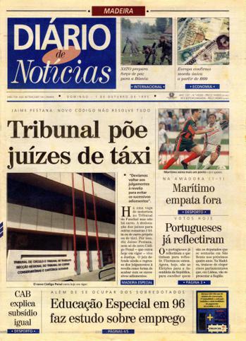 Edição do dia 1 Outubro 1995 da pubicação Diário de Notícias