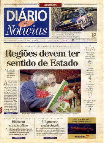 Edição do dia 3 Outubro 1995 da pubicação Diário de Notícias