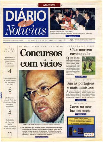 Edição do dia 8 Outubro 1995 da pubicação Diário de Notícias