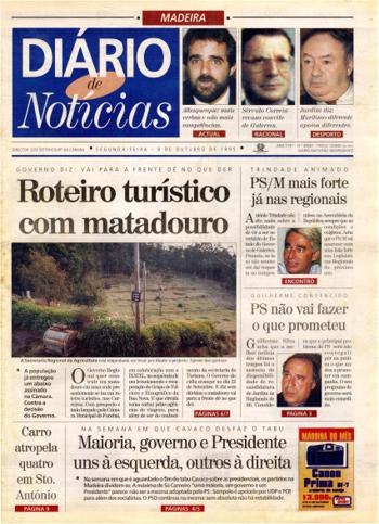 Edição do dia 9 Outubro 1995 da pubicação Diário de Notícias