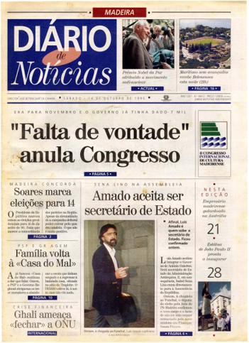 Edição do dia 14 Outubro 1995 da pubicação Diário de Notícias