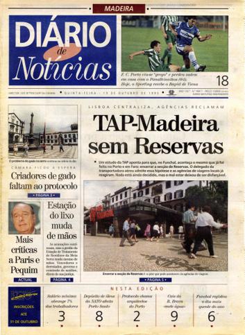 Edição do dia 19 Outubro 1995 da pubicação Diário de Notícias