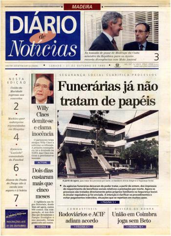 Edição do dia 21 Outubro 1995 da pubicação Diário de Notícias