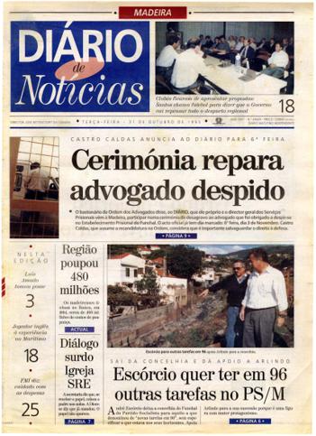 Edição do dia 31 Outubro 1995 da pubicação Diário de Notícias