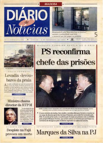 Edição do dia 4 Novembro 1995 da pubicação Diário de Notícias