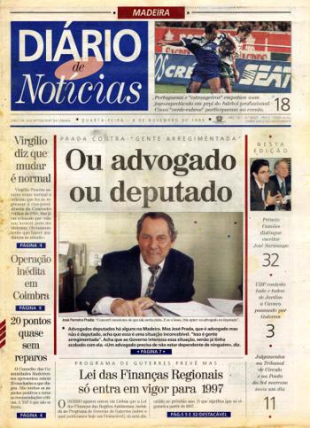Edição do dia 8 Novembro 1995 da pubicação Diário de Notícias