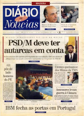 Edição do dia 10 Novembro 1995 da pubicação Diário de Notícias