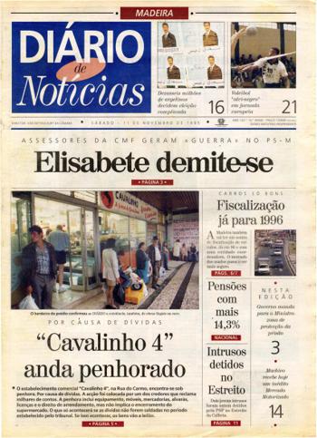 Edição do dia 11 Novembro 1995 da pubicação Diário de Notícias
