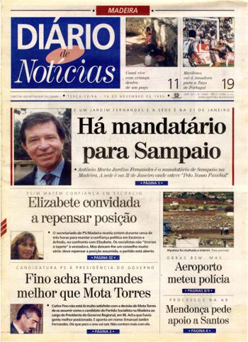 Edição do dia 14 Novembro 1995 da pubicação Diário de Notícias