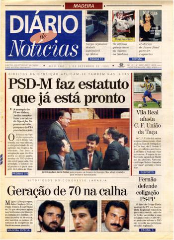 Edição do dia 3 Dezembro 1995 da pubicação Diário de Notícias