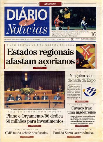 Edição do dia 7 Dezembro 1995 da pubicação Diário de Notícias
