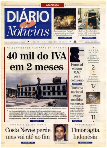 Edição do dia 9 Dezembro 1995 da pubicação Diário de Notícias