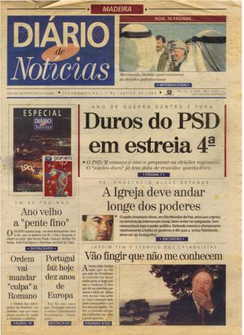Edição do dia 1 Janeiro 1996 da pubicação Diário de Notícias