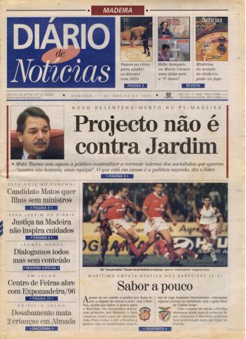 Edição do dia 7 Janeiro 1996 da pubicação Diário de Notícias