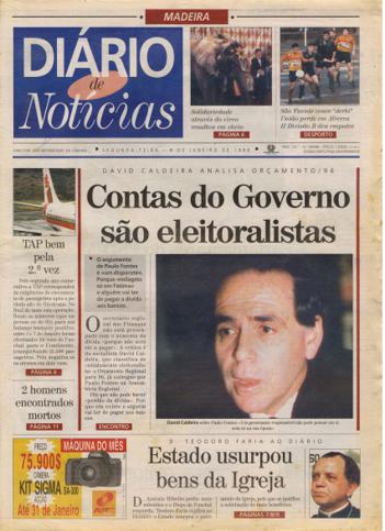 Edição do dia 8 Janeiro 1996 da pubicação Diário de Notícias