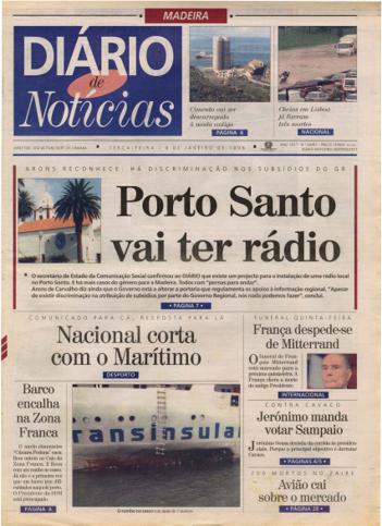 Edição do dia 9 Janeiro 1996 da pubicação Diário de Notícias