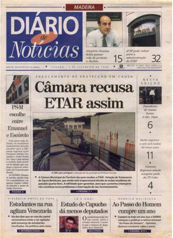Edição do dia 3 Fevereiro 1996 da pubicação Diário de Notícias