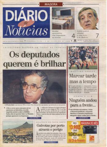 Edição do dia 5 Fevereiro 1996 da pubicação Diário de Notícias