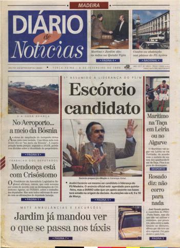 Edição do dia 6 Fevereiro 1996 da pubicação Diário de Notícias