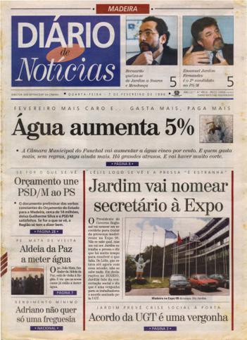 Edição do dia 7 Fevereiro 1996 da pubicação Diário de Notícias