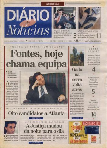 Edição do dia 12 Fevereiro 1996 da pubicação Diário de Notícias