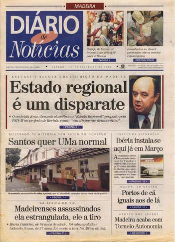 Edição do dia 17 Fevereiro 1996 da pubicação Diário de Notícias